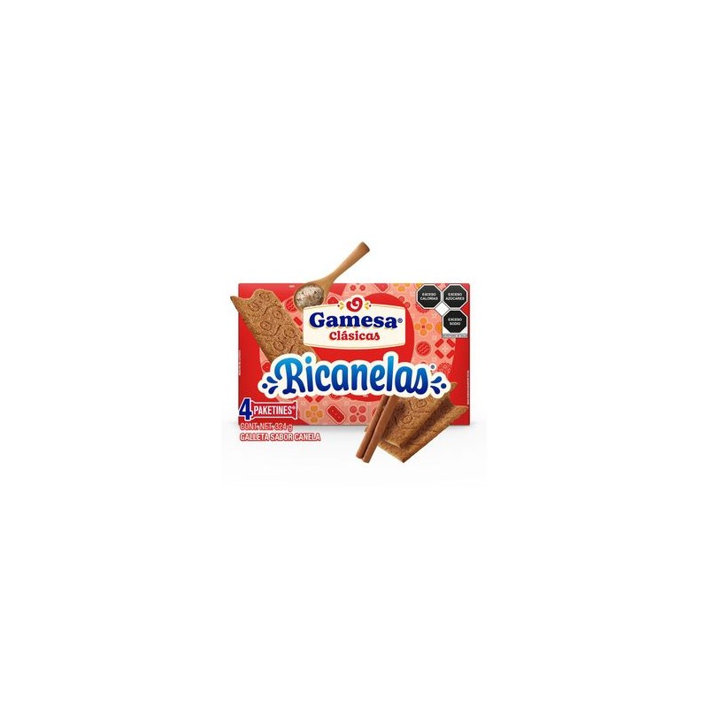 Galletas Ricanelas Canela 4 paketines 452 g