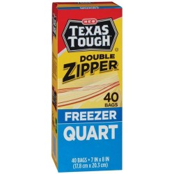 HEB Texas Tough Bolsas Doble Zipper para Congelar Cuarto de Galón con 40 pz