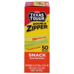 HEB Texas Tough Bolsas Doble Zipper para Almacenar Snacks con 50 pz