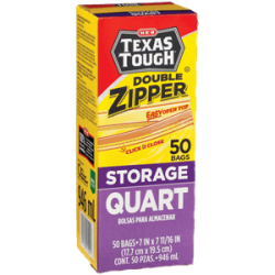 HEB Texas Tough Bolsas Doble Zipper para Almacenar Cuarto de Galón con 50 pz